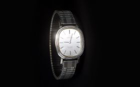 Ladies - Omega Deville Quartz Two Tone Steel Bracelet Wrist Watch From The 1980's. Silvered Dial.