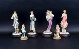 A Collection Of Italian Capodimonte Style Figures By V Tessaro Six in total, each on circular