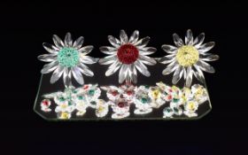 Swarovski SCS Crystal Marguerite Red,Yellow and Green Flower Cake Toppers original boxes and
