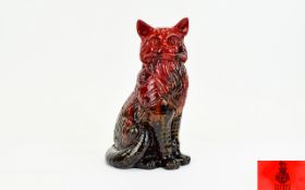 Royal Doulton Flambe Large Cat Figure In seated position, model number 2269, designer Alan