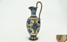 Doulton Lambeth Superb Quality Ewer / Jug. c.1880, Decorated with Incised and Applied Decoration.