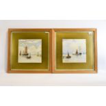 A Pair Of Original Edwardian Watercolours Two nautical theme watercolours depicting naively rendered