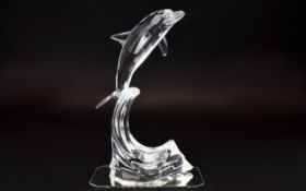 Swarovski Silver Cut Crystal Figure Crystal Classics 'South Sea' Collection 'Maxi Dolphin'. Designer