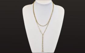 9 Carat Gold Chains (2) in total. Fully hallmarked to both chains. 22 inches long - one chain is