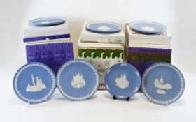 Collection of Wedgwood Boxed Christmas Plates, Including 1982 Lambeth Palace, CP 1988, CP1984,