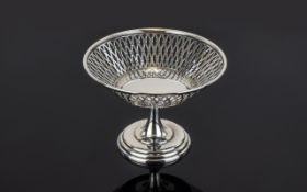 Edwardian Period - Solid Silver Very Fine Open Worked Small Pedestal Bowl of Excellent Proportions