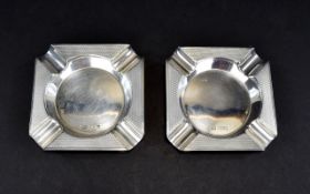 Nice Quality Pair of Bright Cut Silver Ashtrays from the 1950's in mint condition, Hallmark