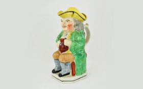 Staffordshire Early 19th Century Toby Jug, Gentleman Holding a Large Jug of Ale and Clay Pipe,