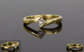 Contemporary Ladies 18ct Gold Set Single Stone Diamond Ring.