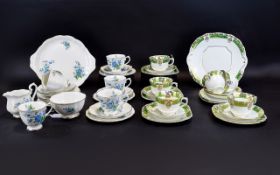 Royal Albert BC England 'Forget me Knot' Part Teaset. Includes cake plate, 6 side plates, 6 cups and