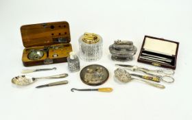 Mixed lot Of Oddments And Collectable's, To Include Ronson Queen Anne Table Lighter, Grape Scissors,