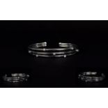 18ct White Gold 3 Strand Bangle Set with Diamonds ( 7 ) Seven In Total. All Brilliant Cut of Good