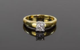 18 Carat Yellow Gold Set Single Stone Diamond Ring The central round diamond of 50pts - 1/2ct