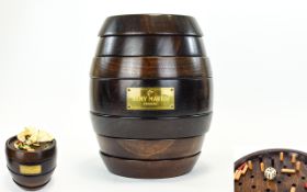 Remy Martin Oak Barrel Collectors Games Compendium Barrel shaped dark oak games collection in