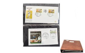 Album of Stamped Commemorative Covers covering sporting events. Several football. Excellent