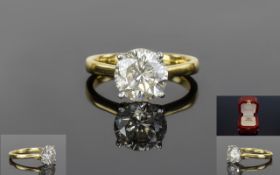 Ladies Impressive 18ct Gold Set Single Stone Diamond Ring. The Round Brilliant Cut Diamond of Nice