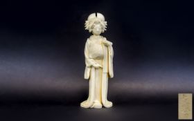 Japanese Okimono Late 19th Century Good Quality Tokyo School Ivory Figure Circa 1880 in the form