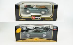 Two Collectable Cars. Scale 1/18. Burago Green Porsche 356 B Cabriolet (1961). Made of DieCast