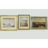 A Collection Of Framed Watercolours And A Hand tinted Photographic Print Three in total to include