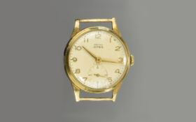 1950's Gents Smiths Astral 9ct Gold Cased Mechanical Watch Head requires leather strap working order