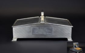 Superb Quality 1950's Silver Partners Table Cigarette Box with double hinged compartments and