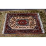 Wool Persian Style Rug Rectangular rug in heavy weight tightly woven wool with traditional Persian