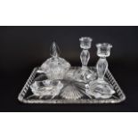 Cut Glass Dressing Table Vanity Set A vintage set comprising central faceted glass tray, two