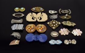 A Varied Collection Of Vintage Dress Clips And Decorative Buckles Twenty items in total to