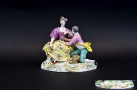 Chelsea / Derby Fine Porcelain Figure Group ' The Lovers ' Chelsea Gold Anchor to Base of Figure