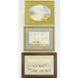 A Collection Of Framed Watercolours Three in total to include 'A Lonely Style By The Shore by J.