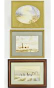 A Collection Of Framed Watercolours Three in total to include 'A Lonely Style By The Shore by J.