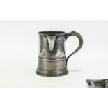 Early Victorian Pewter Quart Tankard with Pouring Spout. c.1840's. Marks V R over Crown and Three