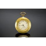 Swiss - Art Deco Nice Quality Gold Plated Slim-line Keyless Open Faced Pocket Watch. Secondary Dial.