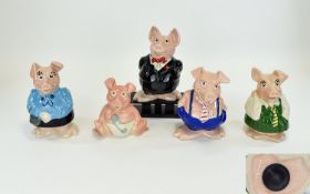 Wade Collection of Nat West Ceramic Piggy Banks Set of ( 5 ) In Total. Comprises Sir Nathaniel, Lady