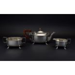 Art Deco Period 3 Piece Silver Teaset of nice proportions Hallmark London 1936. Teapot 5.5 inches