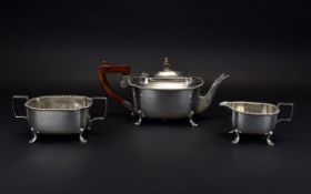 Art Deco Period 3 Piece Silver Teaset of nice proportions Hallmark London 1936. Teapot 5.5 inches