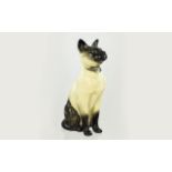 A Large Beswick Siamese Cat Fireside Figure. Modelled No 3129. 13.3/4 Inches High.