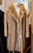 Golden Blonde Mink Coat Three quarter vintage coat in plush blonde mink with side seam pockets and