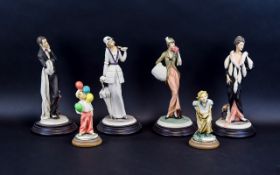 A Collection Of Italian Capodimonte Style Figures By V Tessaro Six in total, each on circular