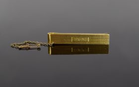 18ct Gold Gentleman's Tie Clip With Attached 18ct Gold Safety Chain Fully hallmarked for London 1967