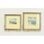 A Pair Of Framed Original Miniature Watercolour Artworks On Vellum By Allen Freer b. 1926 Two