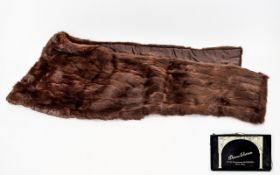 Vintage Mink Stole Ladies wide mink evening wrap in plush chestnut mink, lined in chocolate brown