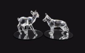 Swarovski Crystal Figures ( 2 ) In Total. Comprises 1/ German Shepherd ( Pets Corner ) Series.