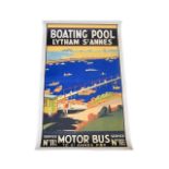 A Vintage Printed Tourist Poster 'Lytham St Annes Boating Pool' Original 1930's poster in very