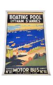 A Vintage Printed Tourist Poster 'Lytham St Annes Boating Pool' Original 1930's poster in very