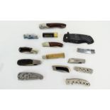 A Good Collection of Vintage Steel Bladed Folding or Pocket Knifes ( 13 ) In Total. All of Good