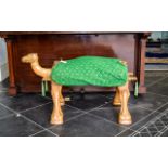 Vintage Hand Carved Camel Stool Unusual carved blonde wood stool in the form of a camel with two