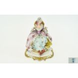 Capo-Di-Monte Very Fine Handmade Porcelain Figurine of An 18th Century Italian Noble Lady, Seated on