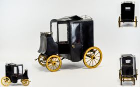 Reproduction Victorian Style Carriage Coach, Painted In Black With Red Interior, Height 14 Inches,