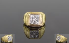 Gents Fine Quality 18ct Gold Set Diamond Cluster Ring The eight round diamonds of good colour and